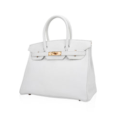 Special Order HSS Birkin 30 Bag White & Orange Clemence Leather with Rose Gold Hardware