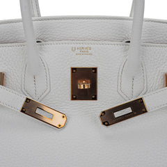 Special Order HSS Birkin 30 Bag White & Orange Clemence Leather with Rose Gold Hardware