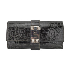 Medor 23 Clutch Bag Graphite Alligator with Palladium Hardware