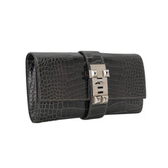 Medor 23 Clutch Bag Graphite Alligator with Palladium Hardware