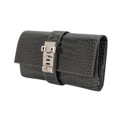 Medor 23 Clutch Bag Graphite Alligator with Palladium Hardware