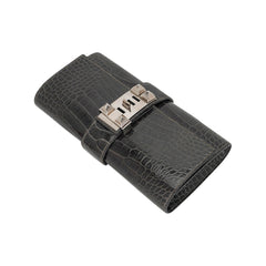 Medor 23 Clutch Bag Graphite Alligator with Palladium Hardware