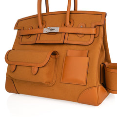 Limited Edition Birkin 35 Bag Cargo Sesame Toile Goeland Swift Leather with Palladium Hardware