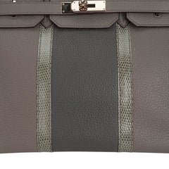 Limited Edition Club Birkin 35 Bag Etain & Graphite Clemence Leather Gris Fonce Lizard