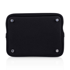 Picotin Lock 18 Bag Black Clemence Tote Palladium New