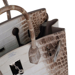 Birkin 30 Bag Himalaya Blanc Crocodile Palladium Hardware
