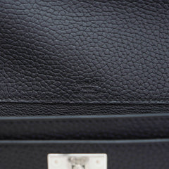 Kelly Depeches 25 Pouch Bag Blue Ocean Togo Leather with Palladium Hardware