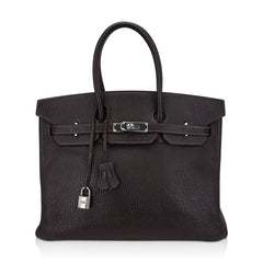 Birkin 35 Bag Cocoan Brown Chevre Leather with Palladium Hardware