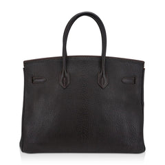 Birkin 35 Bag Cocoan Brown Chevre Leather with Palladium Hardware