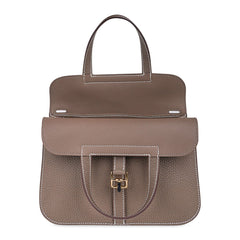 Halzan 25 Etoupe Bag Gold Hardware Clemence Leather