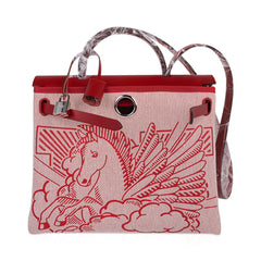 Special Edition Herbag Zip 31 Bag Pegase Pop Rouge Vache Hunter Leather with Palladium Hardware