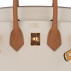 Special Order HSS Birkin 25 Sellier Craie and Sesame Gold Hardware Epsom Leather
