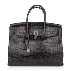 Birkin 35 Bag So Black Limited Edition Matte Black Alligator