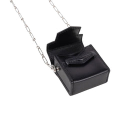 Micro Sac Limited Edition Noir 46 MM Noir Villandry Paper Clip Chain Bag Palladium Hardware