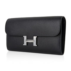 Constance Long To Go Wallet Black Epsom with Palladium Hardware