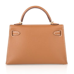 Mini Kelly 20 Bag Sellier Gold Epsom Leather with Gold Hardware