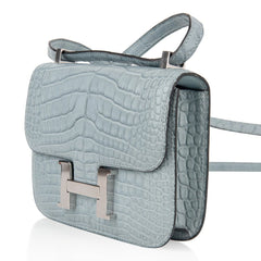 Limited Edition Micro Constance Bag Ciel Matte Alligator with Palladium Hardware