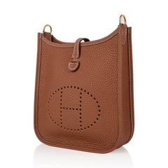 Mini Evelyne TPM Bag Gold Clemence Leather with Gold Hardware