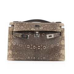 Kelly Pochette Bag Ombre Lizard Clutch Palladium Hardware Very Rare