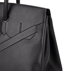 Shadow Birkin 35 Bag Limited Edition Black Swift Leather New