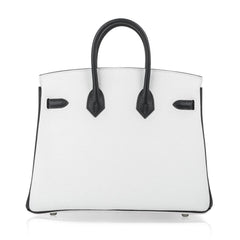 Birkin HSS 25 Bag White w/ Black Brushed Palladium Hardware