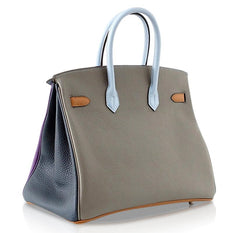 Birkin 35 Bag Arlequin Limited Edition Clemence Palladium