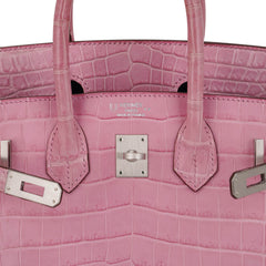 Birkin HSS 25 Bag 5P Pink and Violet Matte Crocodile with Brushed Palladium Hardware