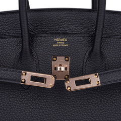 Birkin 25 Bag Black Togo Leather with Rose Gold Hardware