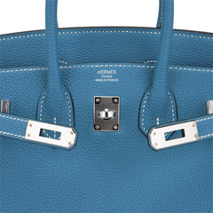 Birkin 25 Bag Blue Jean Togo Leather with Palladium Hardware