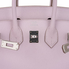 Birkin 25 Bag Sellier Mauve Pale Epsom Leather with Palladium Hardware