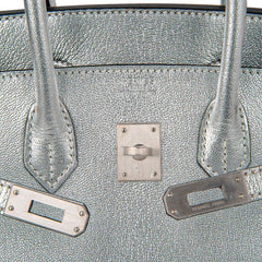 Birkin 25 Bag Metallic Silver Chevre with Brushed Palladium Hardware