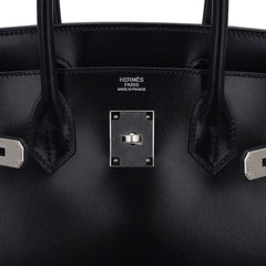 Birkin 30 Black Box Leather Bag Palladium Hardware