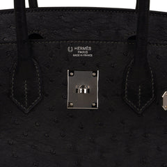 Birkin HSS 30 Bag Black (Noir ) Ostrich Palladium Hardware