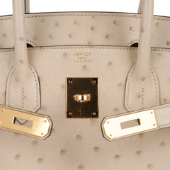 Birkin 30 Bag Ostrich Parchemin Gold Hardware New w/Box