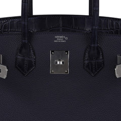 Birkin 30 Touch Blue Indigo Matte Alligator Bag Palladium Hardware