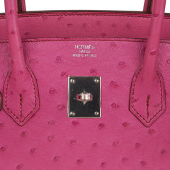 Birkin 35 Bag Fuchsia Ostrich Palladium Hardware