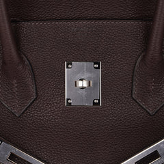 Birkin 35 Bag Ebene Barenia Faubourg Leather with Palladium Hardware