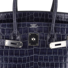 Birkin 35 Bleu Roi Porosus Crocodile Palladium Hardware