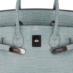 Limited Edition Birkin 35 Bag Ciel Matte Alligator with Palladium Hardware