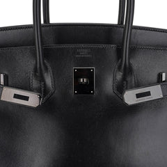 Birkin Limited Edition So Black 35 Bag Box Leather and Black Hardware