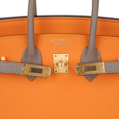 Birkin HSS 25 Bag Jaune Ambre / Gris Asphalte Gold Hardware