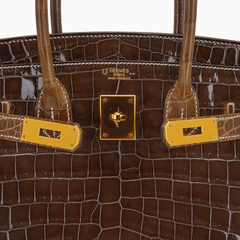 Special Order Birkin 30 HSS Bag Gris Elephant and Ficelle Crocodile with Gold Hardware