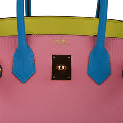 Birkin HSS 30 Bag Tri-Color Rose Confetti Bue Aztec Soufre Chevre