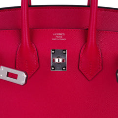 Birkin 25 Sellier Bag Framboise Veau Madame Leather with Palladium Hardware