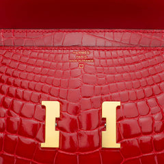 Constance Long To Go Wallet Lipstick Red Braise Alligator with Gold Hardware
