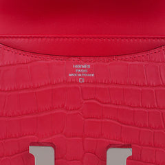 Mini Constance 18 Rose Extreme Matte Alligator Bag with Palladium Hardware