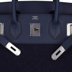 HAC Birkin 40 Bag Blue Nuit Feutre and Blue de Malte Evercolor Leather with Palladium Hardware
