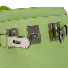 Hac a Dos PM Backpack Vert Absinthe Togo Leather with Palladium Hardware