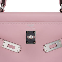 Kelly 25 Bag Rose Sakura Swift Leather with Palladium Hardware