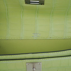 Kelly Depeches 25 Pouch Jaune Bourgeon Matte Alligator Palladium Hardware